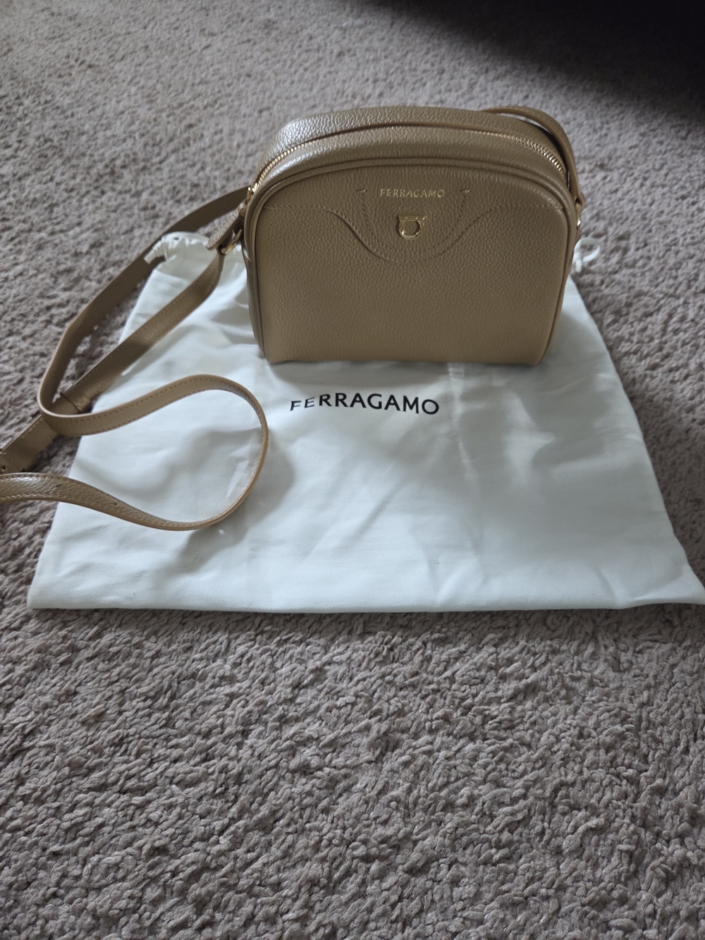 Salvatore Ferragamo Tan Leather Crossbody Bag